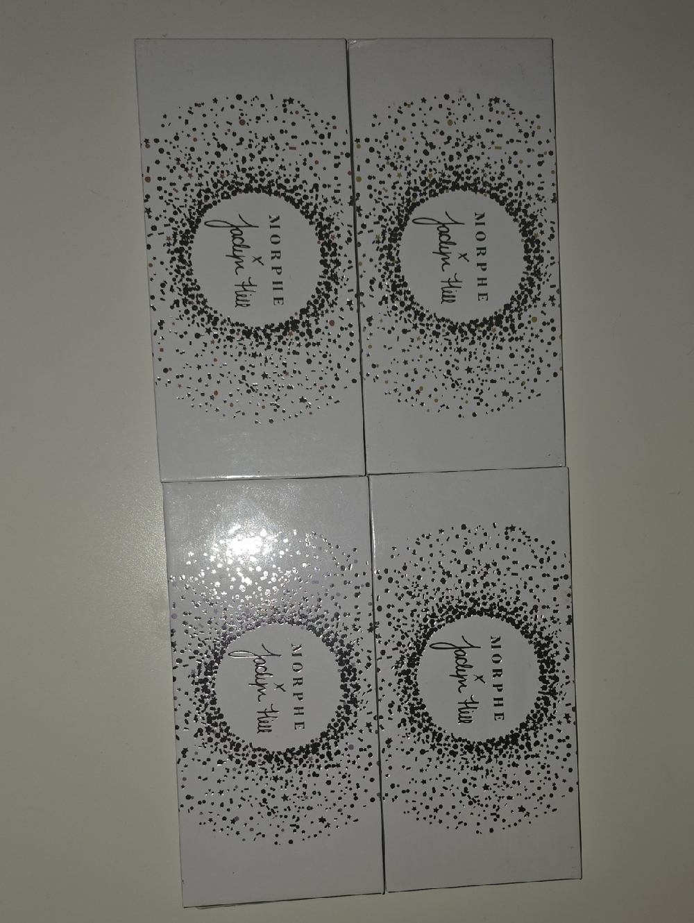 Morphe White Eyeshadow Palette with Black and Gold Speckle Design